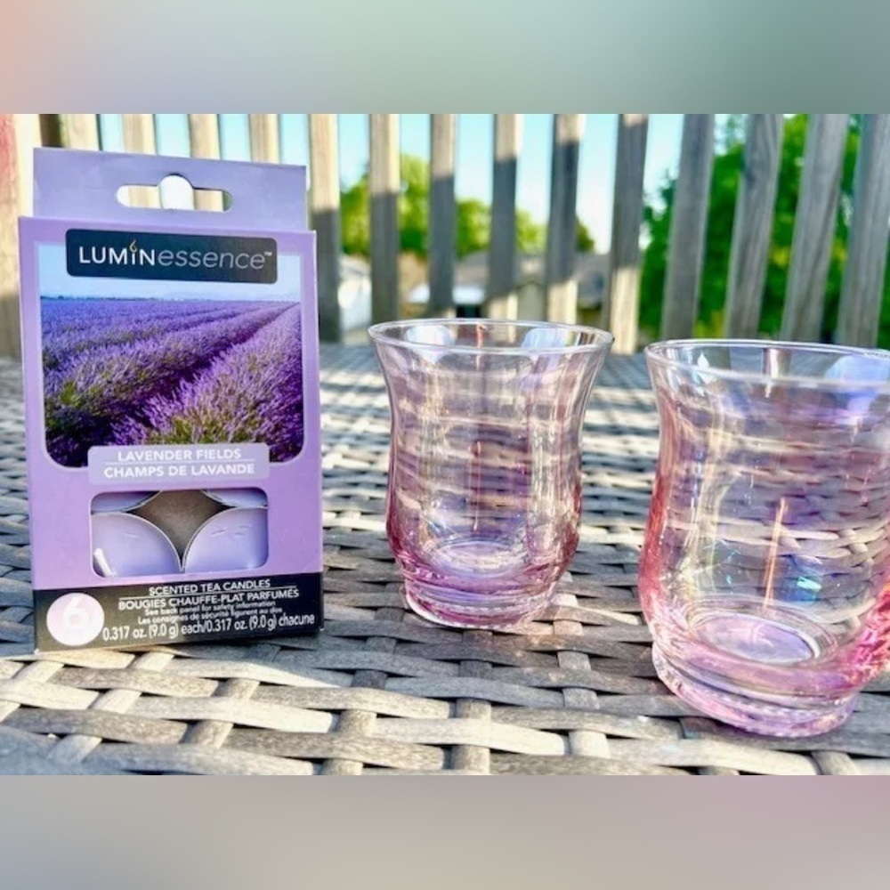 Pink Pearlescent Glass Votive Tea Light Candle Holder Set FREE CANDLES!​​​ - Picture 2 of 7